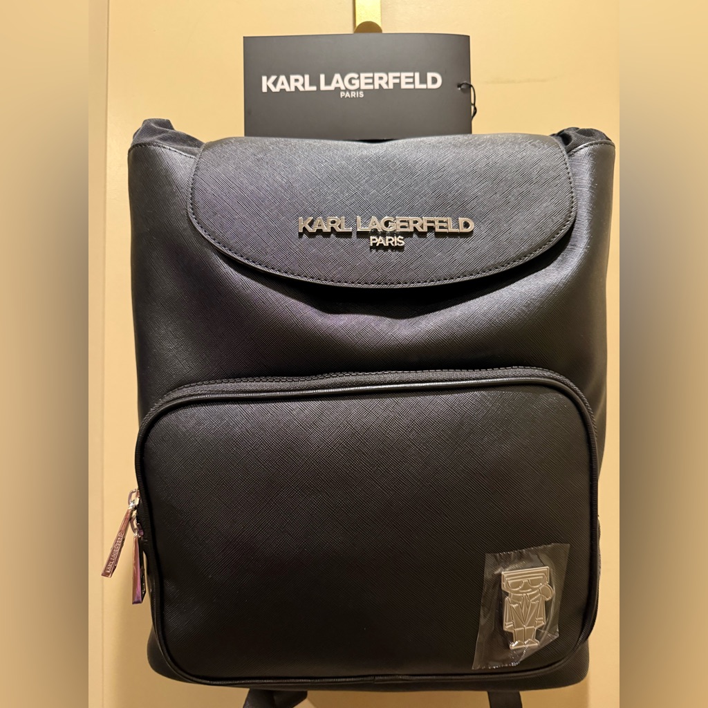 Karl Lagerfeld Black Men's Backpack Nwt $469 Large For Just $116 Final